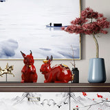 Maxbell Porcelain Rabbit Figurines Decoration Accessories Handcraft Desktop Office Standing