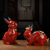 Maxbell Porcelain Rabbit Figurines Decoration Accessories Handcraft Desktop Office Standing