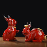 Maxbell Porcelain Rabbit Figurines Decoration Accessories Handcraft Desktop Office Standing