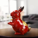 Maxbell Porcelain Rabbit Figurines Decoration Accessories Handcraft Desktop Office Standing