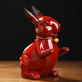 Maxbell Porcelain Rabbit Figurines Decoration Accessories Handcraft Desktop Office Standing