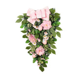 Maxbell Artificial Easter Teardrop Wreath Wall Hanging Swag for Party Garden Decor