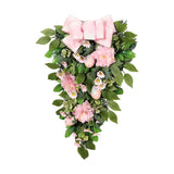 Maxbell Artificial Easter Teardrop Wreath Wall Hanging Swag for Party Garden Decor