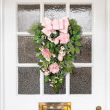 Maxbell Artificial Easter Teardrop Wreath Wall Hanging Swag for Party Garden Decor