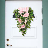 Maxbell Artificial Easter Teardrop Wreath Wall Hanging Swag for Party Garden Decor