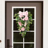 Maxbell Artificial Easter Teardrop Wreath Wall Hanging Swag for Party Garden Decor