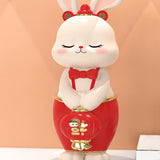 Maxbell Bunny Figurine Miniature Ornament Rabbit Statue for Office Shelf Decorative 7.2cmx8.5cmx18cm
