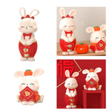 Maxbell Bunny Figurine Miniature Ornament Rabbit Statue for Office Shelf Decorative 7.2cmx8.5cmx18cm