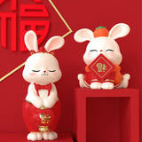 Maxbell Bunny Figurine Miniature Ornament Rabbit Statue for Office Shelf Decorative 7.2cmx8.5cmx18cm