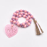 Maxbell Rustic Wood Bead Garland Pendant W/Tassels for Dining Room Dorm Decorations