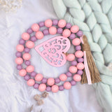 Maxbell Rustic Wood Bead Garland Pendant W/Tassels for Dining Room Dorm Decorations