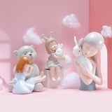 Maxbell Creative Girl Figurine Ornament Sculpture Art for Wedding Decor white