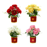 Maxbell Artificial Flowers in Pot Simulation Flower Bonsai Bouquet for Home Decor Red