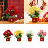 Maxbell Artificial Flowers in Pot Simulation Flower Bonsai Bouquet for Home Decor Red