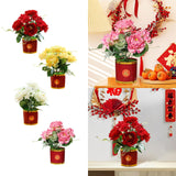 Maxbell Artificial Flowers in Pot Simulation Flower Bonsai Bouquet for Home Decor Red