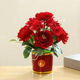 Maxbell Artificial Flowers in Pot Simulation Flower Bonsai Bouquet for Home Decor Red