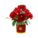 Maxbell Artificial Flowers in Pot Simulation Flower Bonsai Bouquet for Home Decor Red