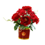 Maxbell Artificial Flowers in Pot Simulation Flower Bonsai Bouquet for Home Decor Red