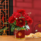 Maxbell Artificial Flowers in Pot Simulation Flower Bonsai Bouquet for Home Decor Red