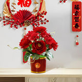 Maxbell Artificial Flowers in Pot Simulation Flower Bonsai Bouquet for Home Decor Red