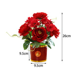 Maxbell Artificial Flowers in Pot Simulation Flower Bonsai Bouquet for Home Decor Red
