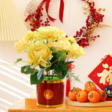 Maxbell Artificial Flowers in Pot Simulation Flower Bonsai Bouquet for Home Decor Yellow