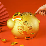 Maxbell Lucky Rabbit Money Bank Change Container for Festival Cabinet Tabletop 20cmx15cmx13cm