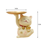 Maxbell Cat Statue Storage Tray Resin Kitten Figurine Key Holder Ornament 17cmx12cmx14cm