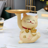 Maxbell Cat Statue Storage Tray Resin Kitten Figurine Key Holder Ornament 17cmx12cmx14cm