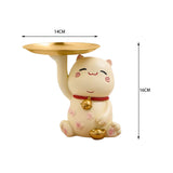 Maxbell Cat Statue Storage Tray Resin Kitten Figurine Key Holder Ornament 16cmx17cmx14cm