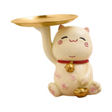 Maxbell Cat Statue Storage Tray Resin Kitten Figurine Key Holder Ornament 16cmx17cmx14cm