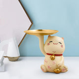 Maxbell Cat Statue Storage Tray Resin Kitten Figurine Key Holder Ornament 16cmx17cmx14cm