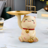 Maxbell Cat Statue Storage Tray Resin Kitten Figurine Key Holder Ornament 16cmx17cmx14cm