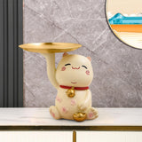 Maxbell Cat Statue Storage Tray Resin Kitten Figurine Key Holder Ornament 16cmx17cmx14cm