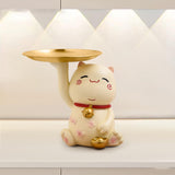 Maxbell Cat Statue Storage Tray Resin Kitten Figurine Key Holder Ornament 16cmx17cmx14cm