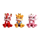 Maxbell Desktop Chinese Style Lion Statue Lightweight Stable Base Fine Craftsmanship Red