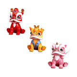 Maxbell Desktop Chinese Style Lion Statue Lightweight Stable Base Fine Craftsmanship Red