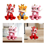 Maxbell Desktop Chinese Style Lion Statue Lightweight Stable Base Fine Craftsmanship Red