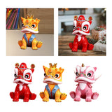 Maxbell Desktop Chinese Style Lion Statue Lightweight Stable Base Fine Craftsmanship Red
