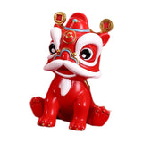 Maxbell Desktop Chinese Style Lion Statue Lightweight Stable Base Fine Craftsmanship Red