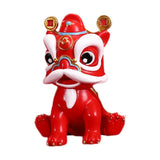 Maxbell Desktop Chinese Style Lion Statue Lightweight Stable Base Fine Craftsmanship Red