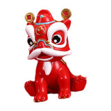 Maxbell Desktop Chinese Style Lion Statue Lightweight Stable Base Fine Craftsmanship Red