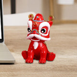 Maxbell Desktop Chinese Style Lion Statue Lightweight Stable Base Fine Craftsmanship Red