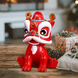 Maxbell Desktop Chinese Style Lion Statue Lightweight Stable Base Fine Craftsmanship Red