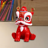 Maxbell Desktop Chinese Style Lion Statue Lightweight Stable Base Fine Craftsmanship Red