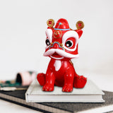 Maxbell Desktop Chinese Style Lion Statue Lightweight Stable Base Fine Craftsmanship Red