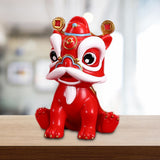Maxbell Desktop Chinese Style Lion Statue Lightweight Stable Base Fine Craftsmanship Red