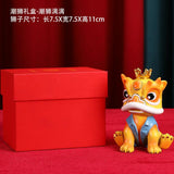 Maxbell Desktop Chinese Style Lion Statue Lightweight Stable Base Fine Craftsmanship Yellow