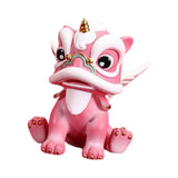 Maxbell Desktop Chinese Style Lion Statue Lightweight Stable Base Fine Craftsmanship Pink