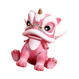 Maxbell Desktop Chinese Style Lion Statue Lightweight Stable Base Fine Craftsmanship Pink